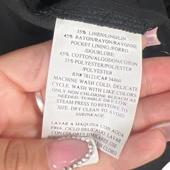 Eileen fisher Size Large Linen Black Button Down Mandarin Top Women’s Size L - Picture 3 of 7